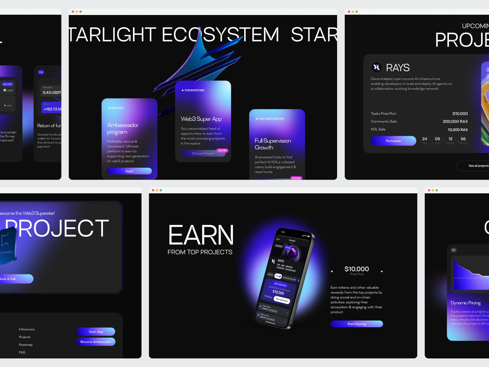 Homepage screens