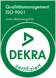 Ein Qualitätssiegel von der Dekra Prüfstelle nach ISO 9001