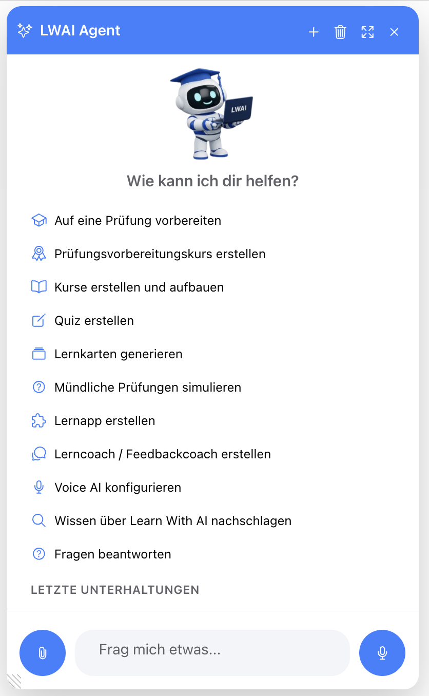 Learn With AI Agent – persönlicher Assistent für die Erstellung von Lernangeboten