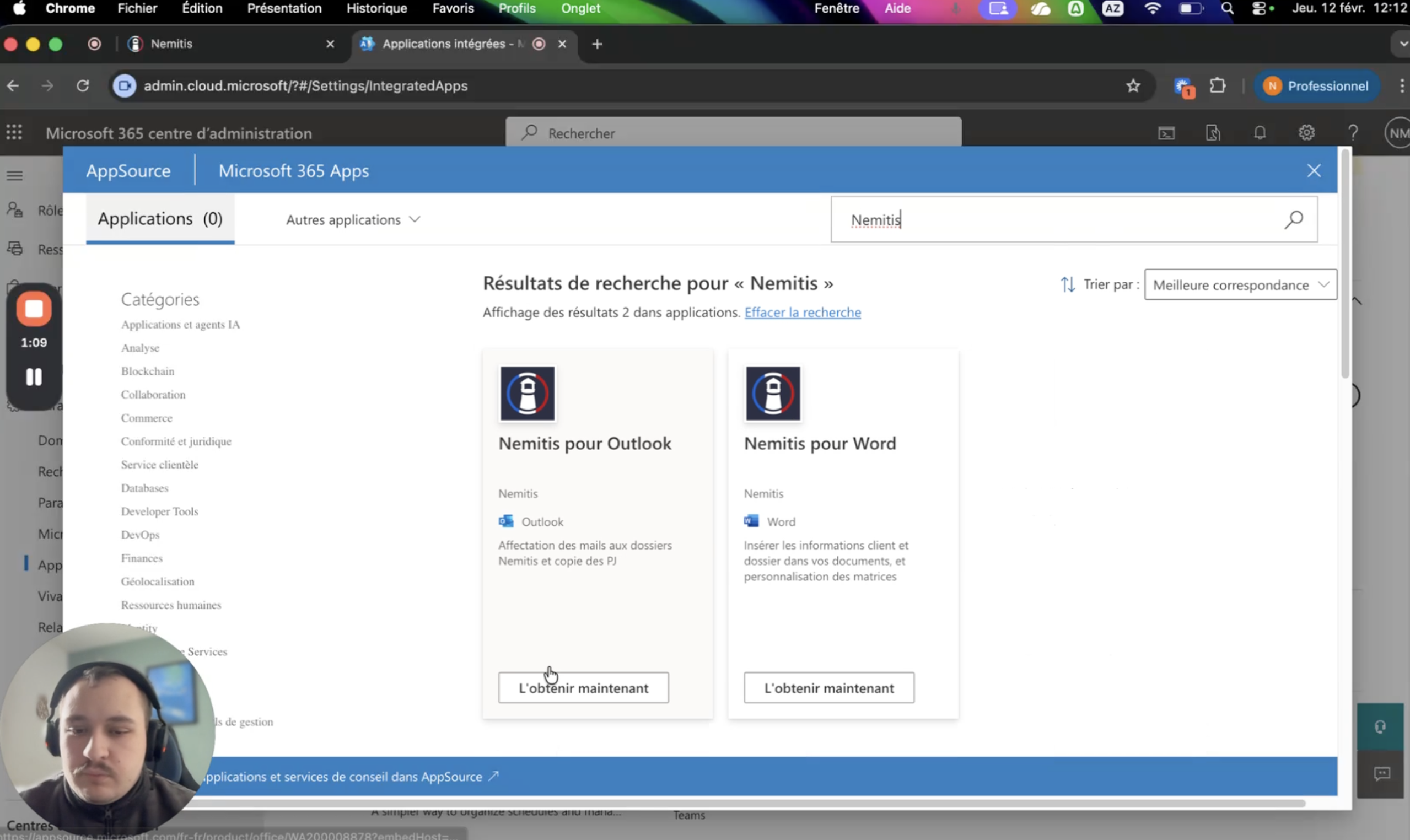 Ajout des compléments Nemitis via le panel Admin Microsoft