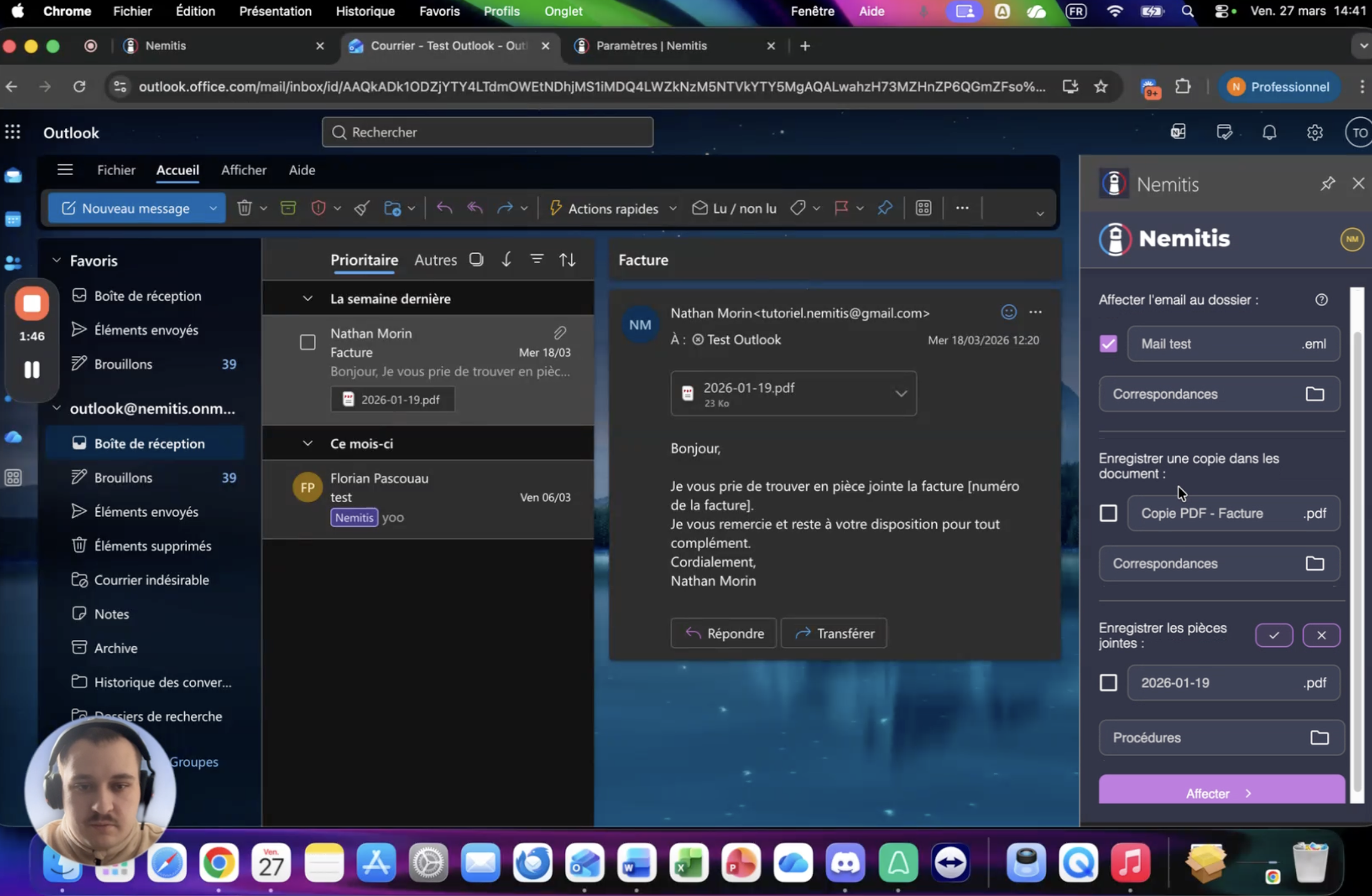 Utiliser le complément Nemitis dans Outlook pour le web