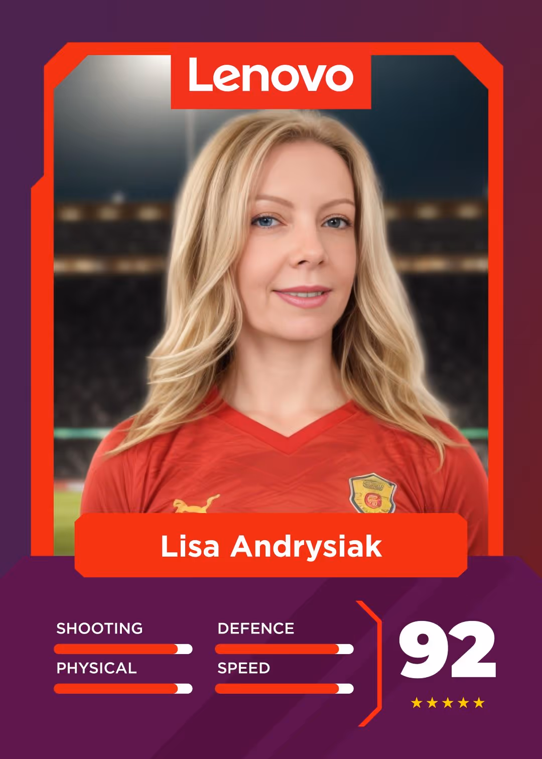 Personalized sports trading card generated by AI Photo Booth for fan zone activation