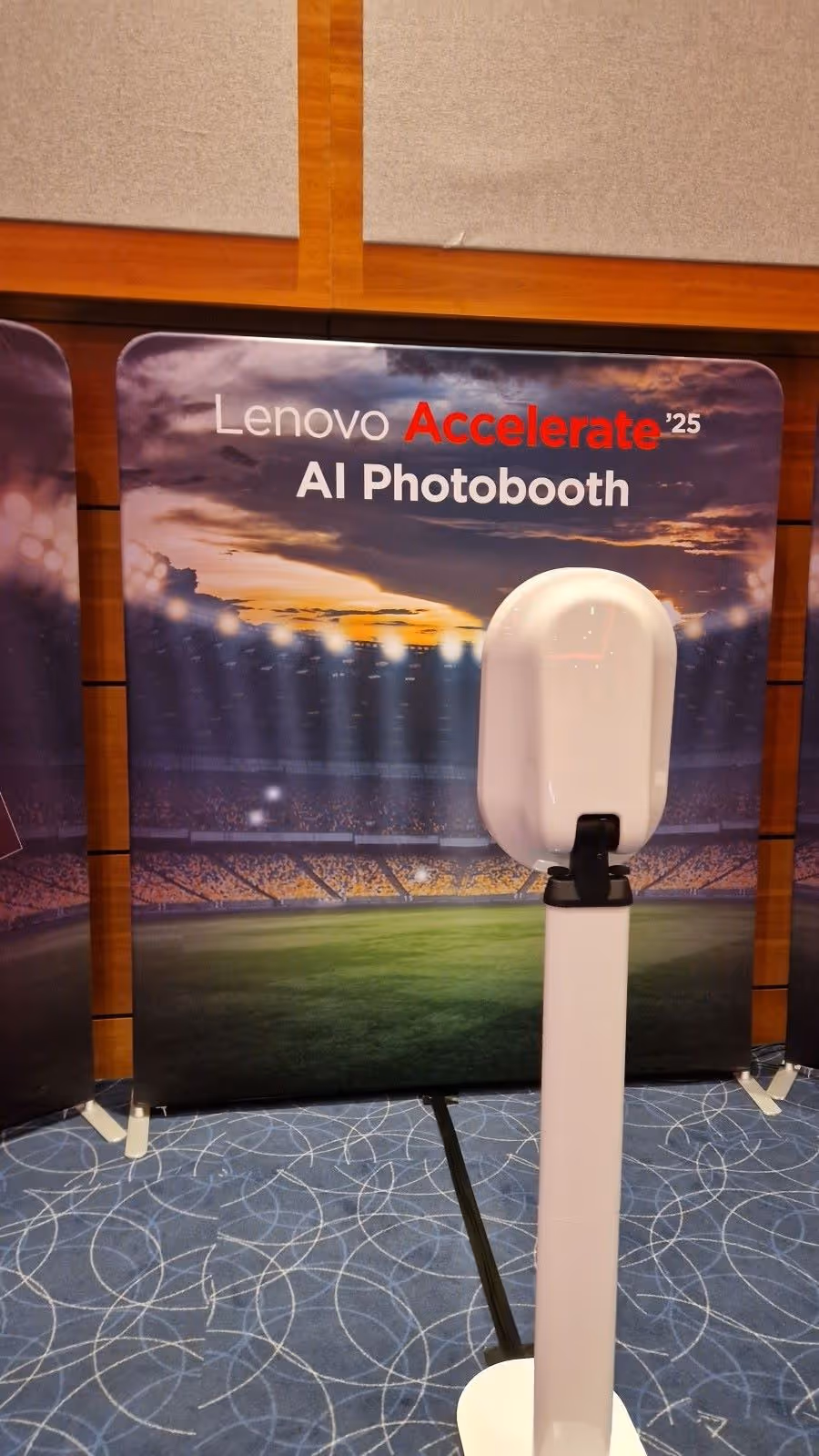 Branded AI Photo Booth kiosk setup for corporate tech conference in London