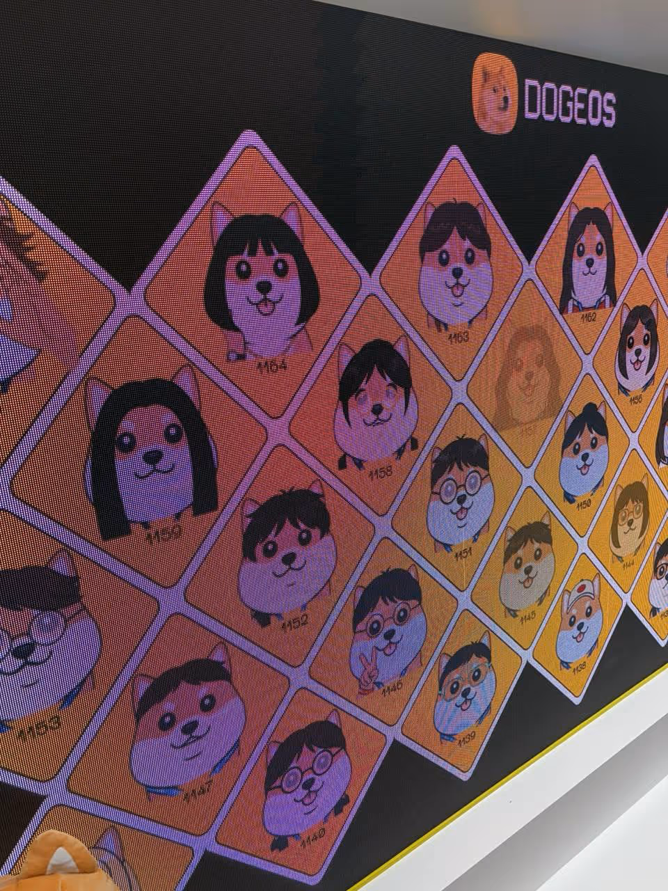 DogeOS live Gallery - Live digital gallery displaying custom AI avatars at corporate event exhibition stand
