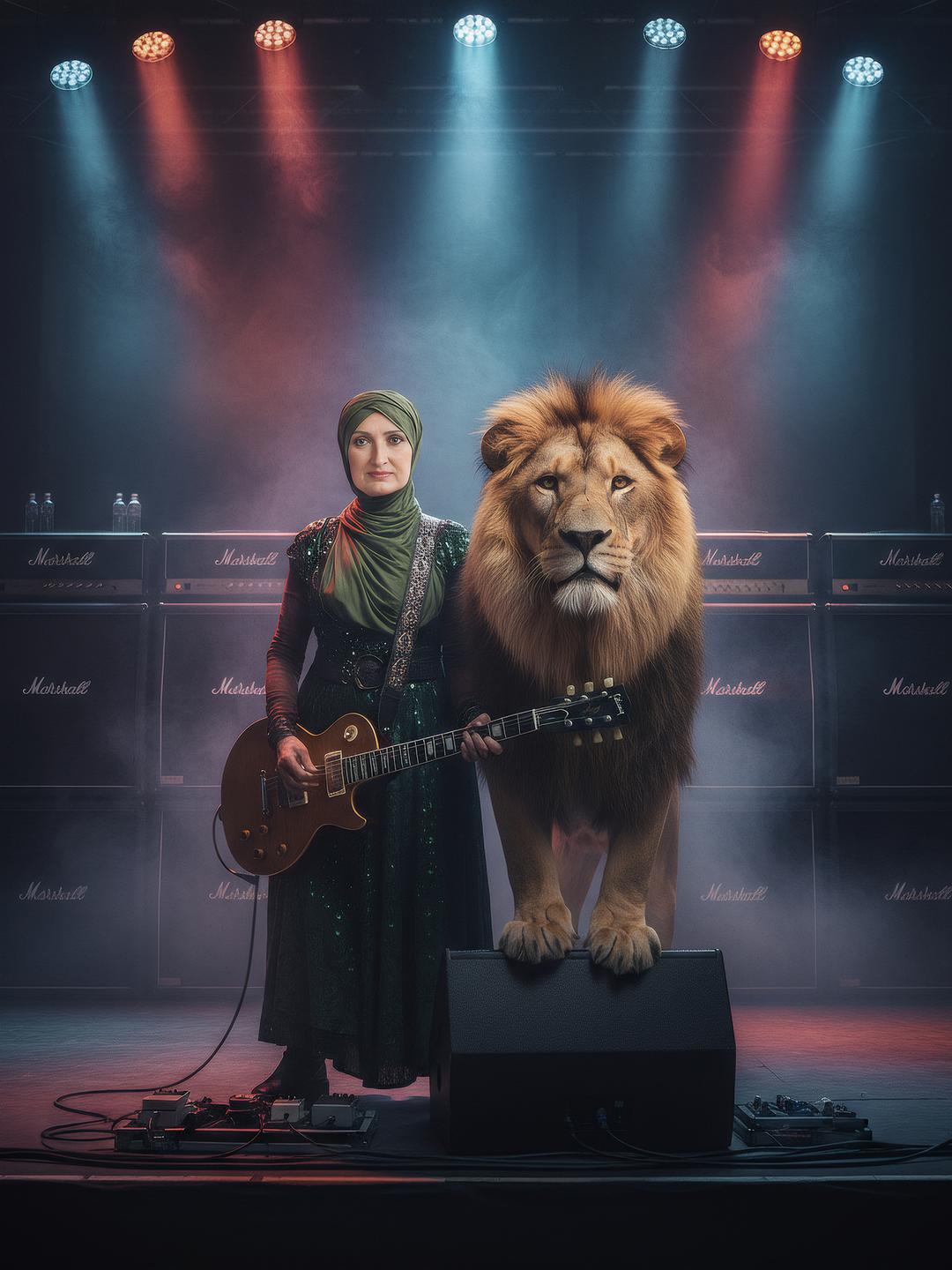 An AI photo booth theme featuring a Lion and about conquering fears