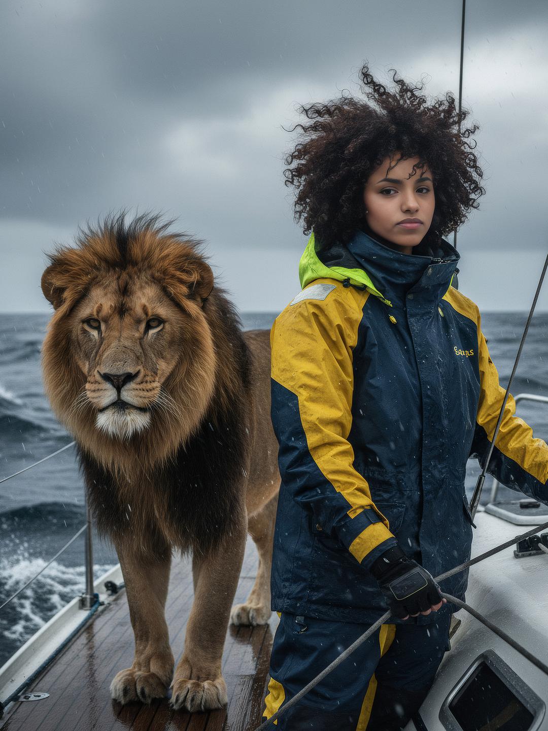 An AI photo booth theme featuring a Lion and about conquering fears