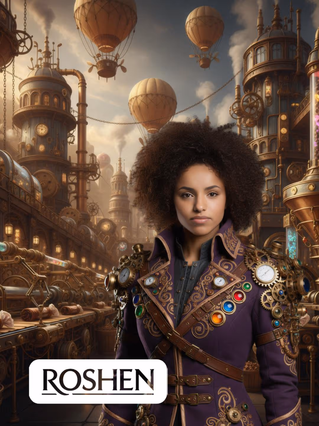 Steampunk themed AI portrait generated instantly by custom retail photo booth software