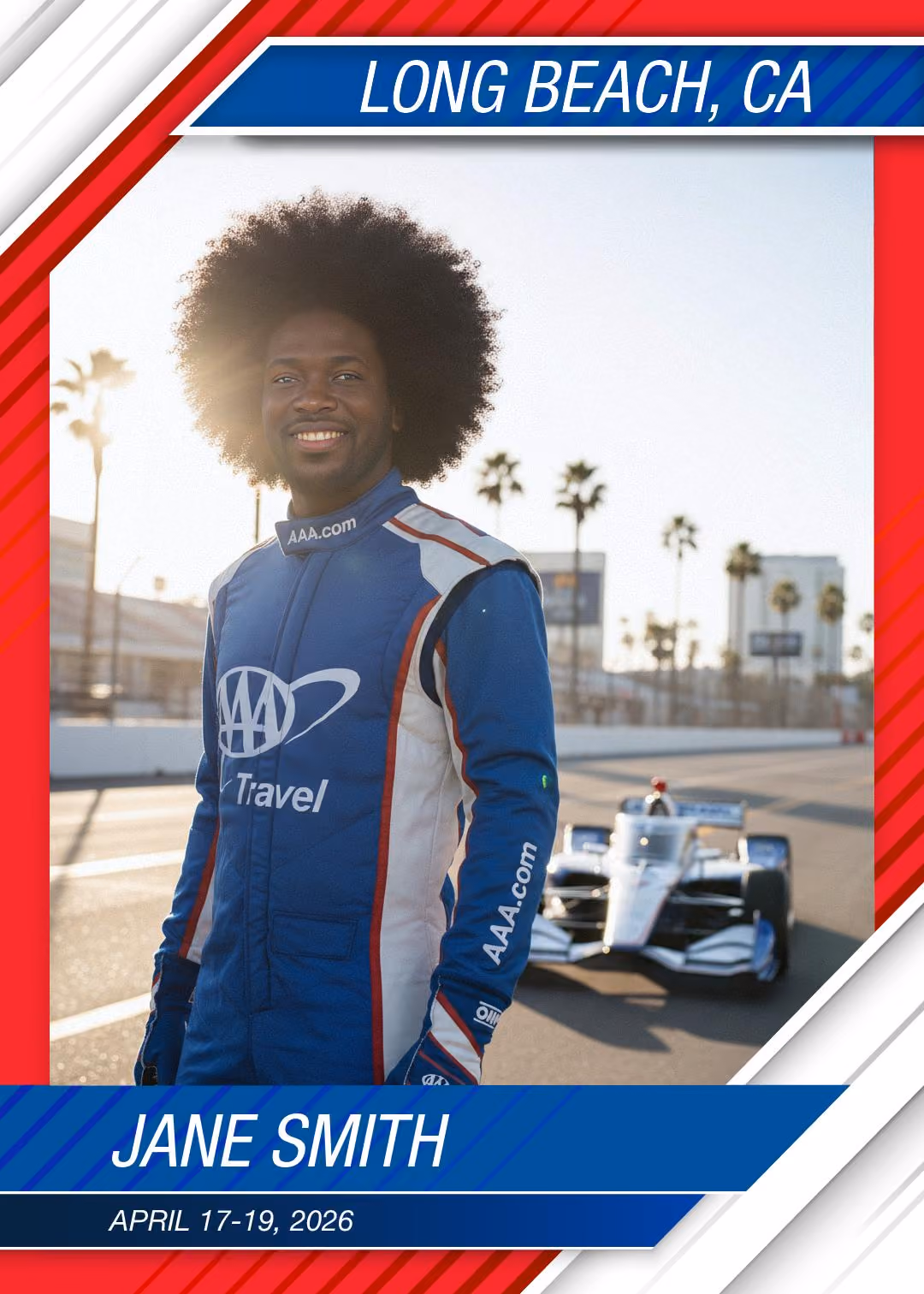 AAA IndyCar Trading card example - Long Beach