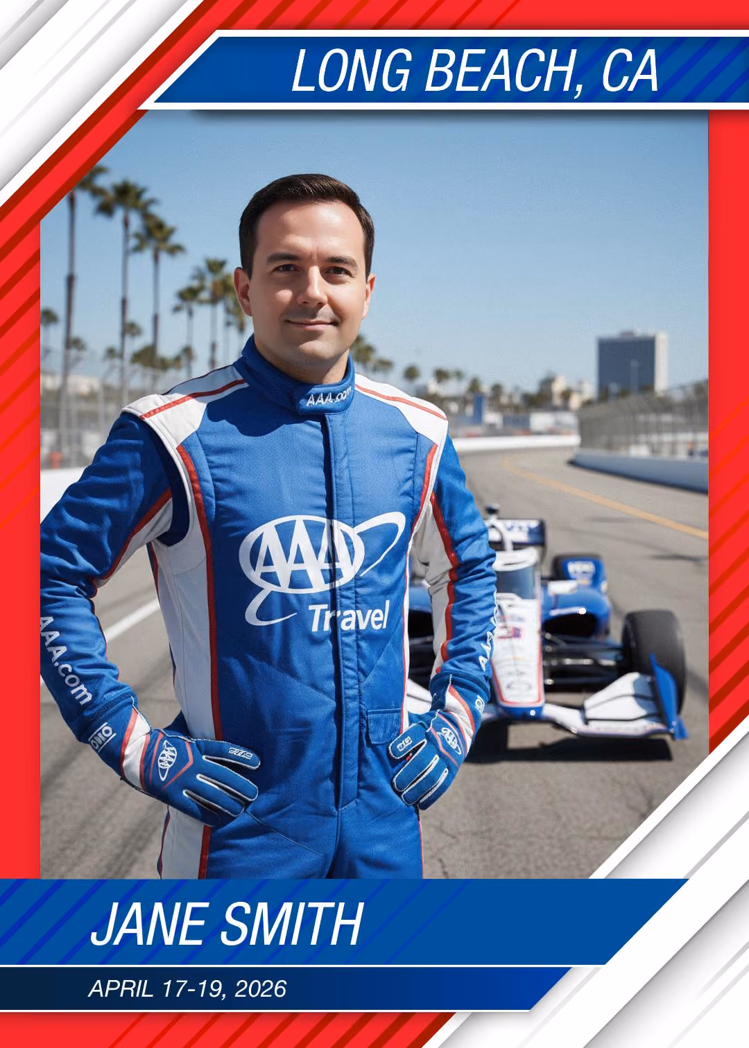 AAA IndyCar Trading card for brand activations in the USA