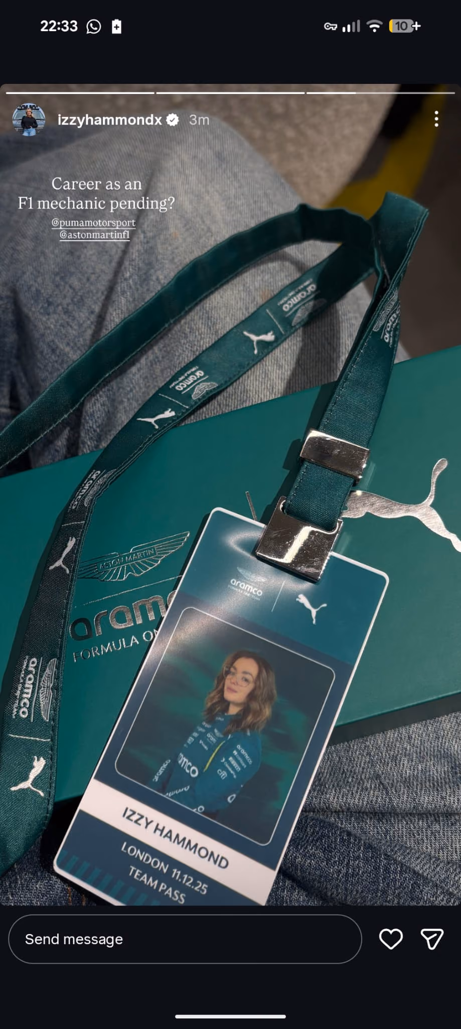 INfluencer post for the Aston Martin Brand activation