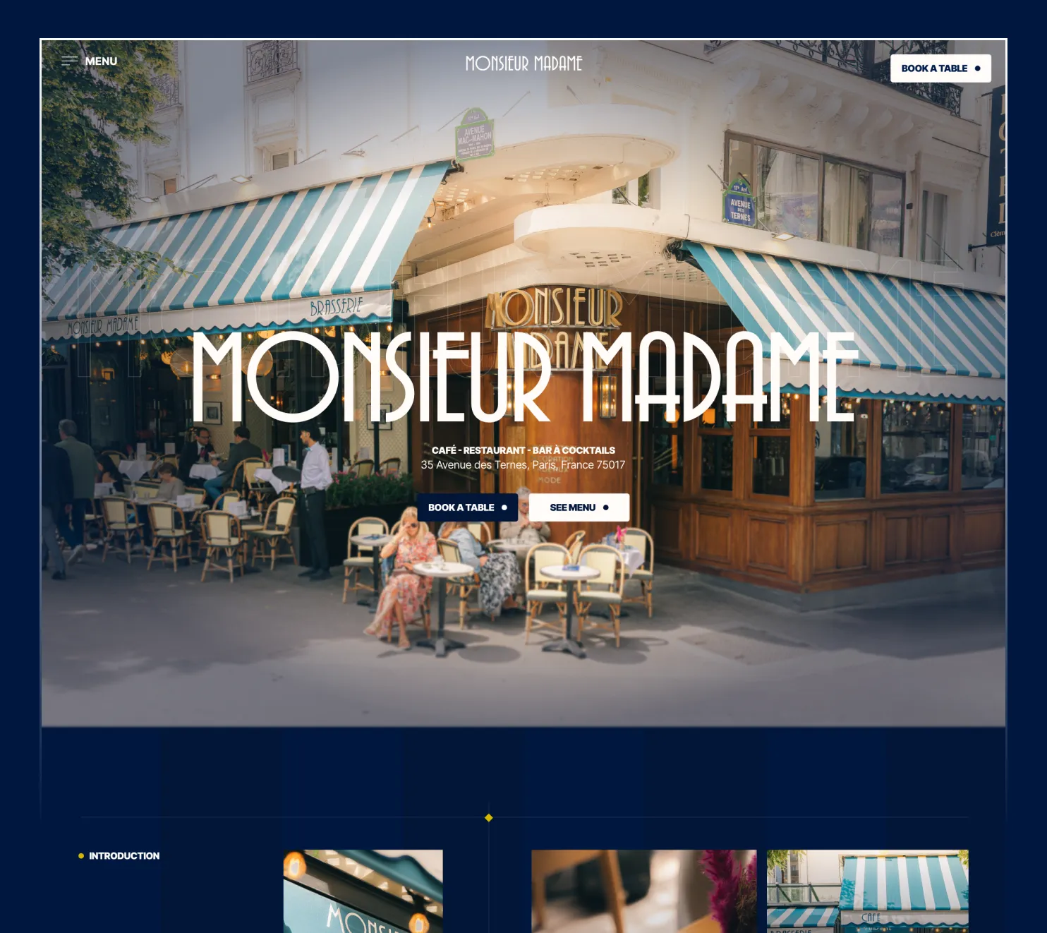 monsieur madame paris brasserie web design project