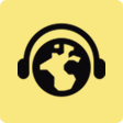 World globe with headphones icon
