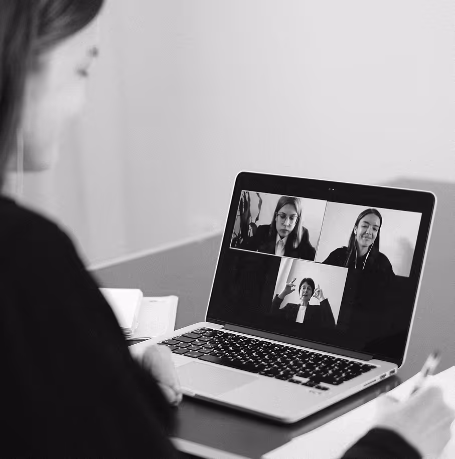 Person on a Microsoft Teams meeting on their laptop