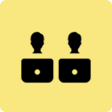 Two people on laptop icon