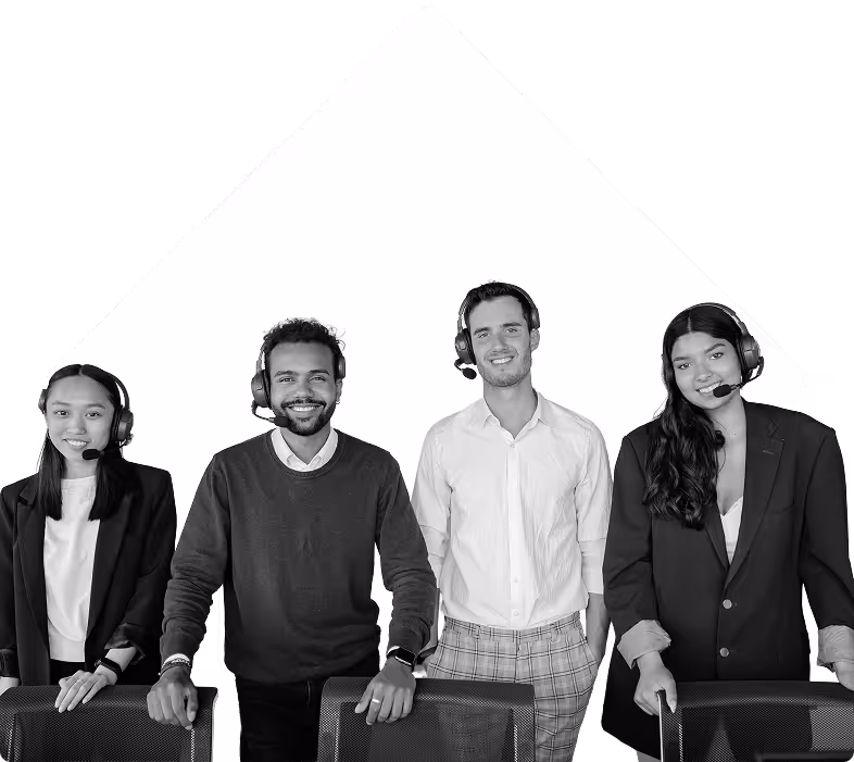 Call center staff smiling at the camera