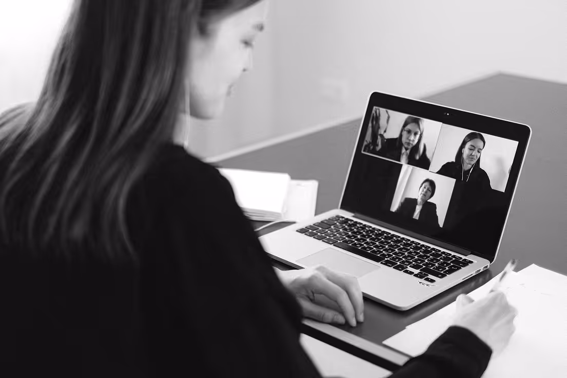 Woman in a Microsoft Teams meeting