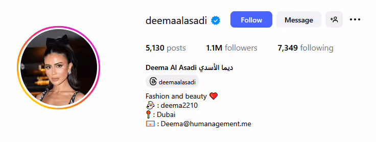 Dima Al Asadi  Instagram influencer profile