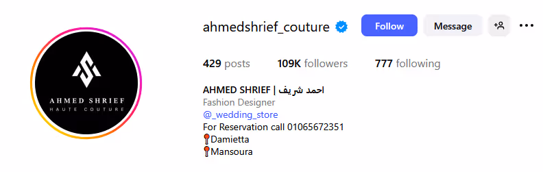 ahmedshrief_couture:BioHigh-end and luxury fashion designer
