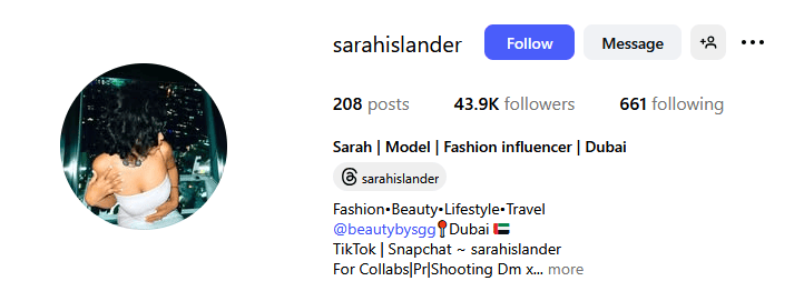 sarahislanderBio:fashion and lifestyle influencer,