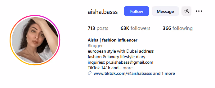 aisha.basssBio: european style with Dubai addressfashion & luxury lifestyle diaryinquiries: pr.aishabass@gmail.comTikTok 141k and YouTube 11k links: