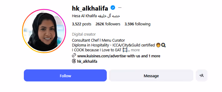 Hessa Al Khalifa is a prominent food blogger Dubai