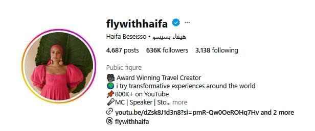 Haifa Beseisso Travel blogger in Dubai.