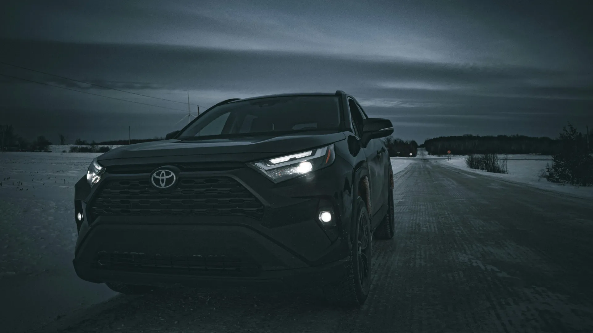 Toyota car on ice in dark