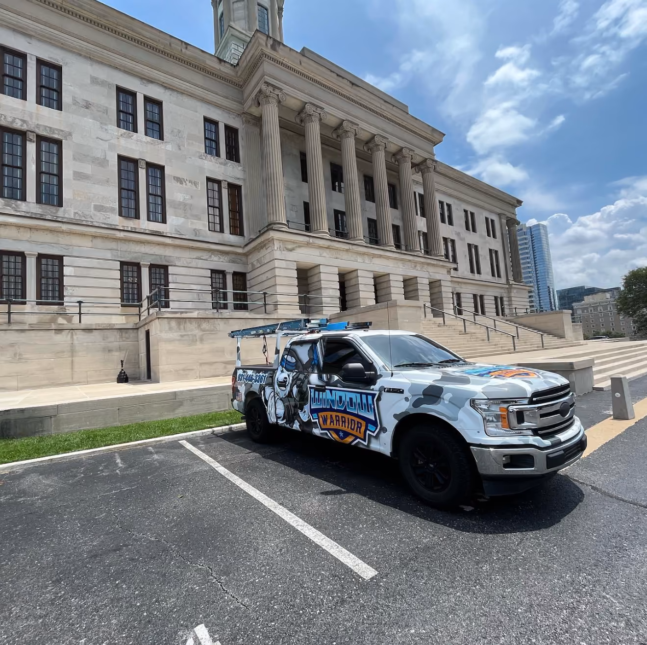 Window Warrior Cleaning Tennessee State Capitol Building Windows