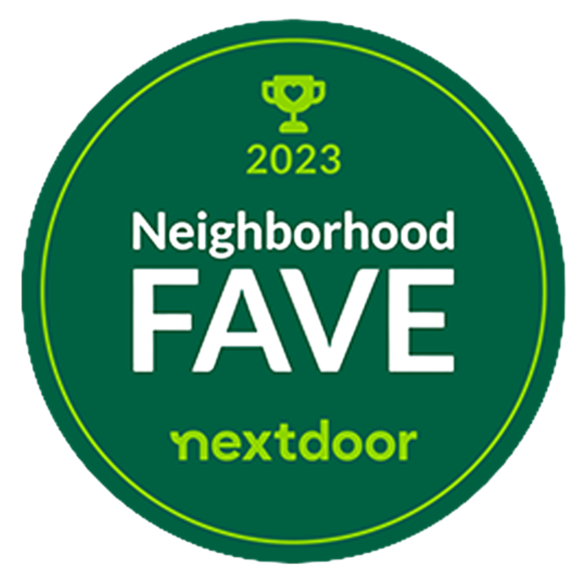 Nextdoor Neighborhood Favorite award 2022, 2023, and 2024 awarded to Window Warrior for trusted window cleaning and exterior home services in Nashville, Brentwood, Franklin, Spring Hill, College Grove, Thompsons Station and more in Middle Tennessee