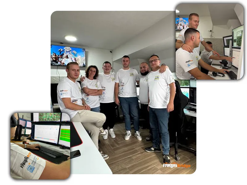 Freight Bridge team and logistics operations with dispatch systems and real-time freight management