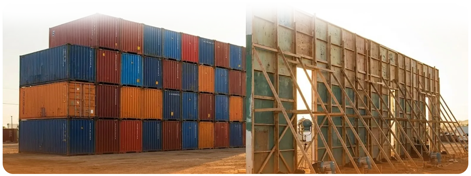 hipping containers and port infrastructure backdrop, conveying the market reality check behind the rate plunge.