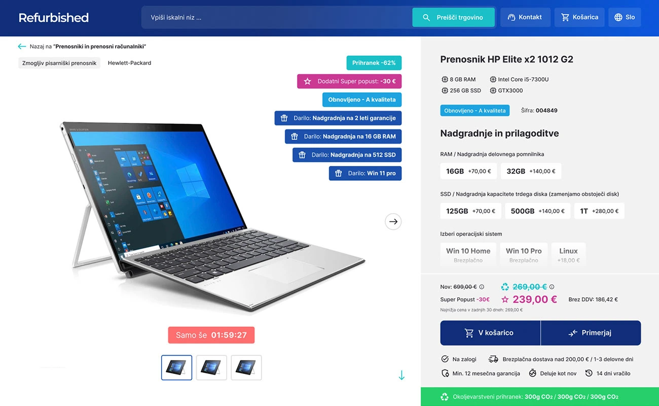 refurbishedcustom UI store design by April digital studio