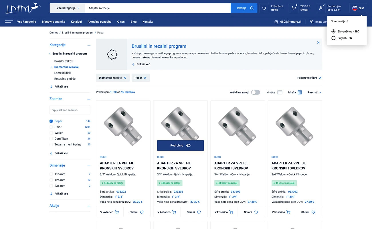 LMM profesional - custom UX & UI store design by April digital studio