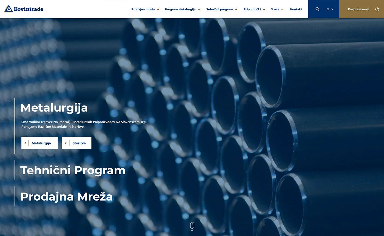 kovintrade website hero design