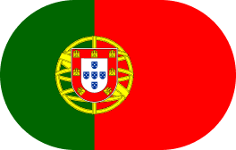 Flag of Portugal with vertical green and red fields and national coat of arms at the center.