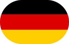 German flag with three horizontal stripes of black, red, and gold, shown in a rounded, capsule shape with the top black stripe partially cropped.