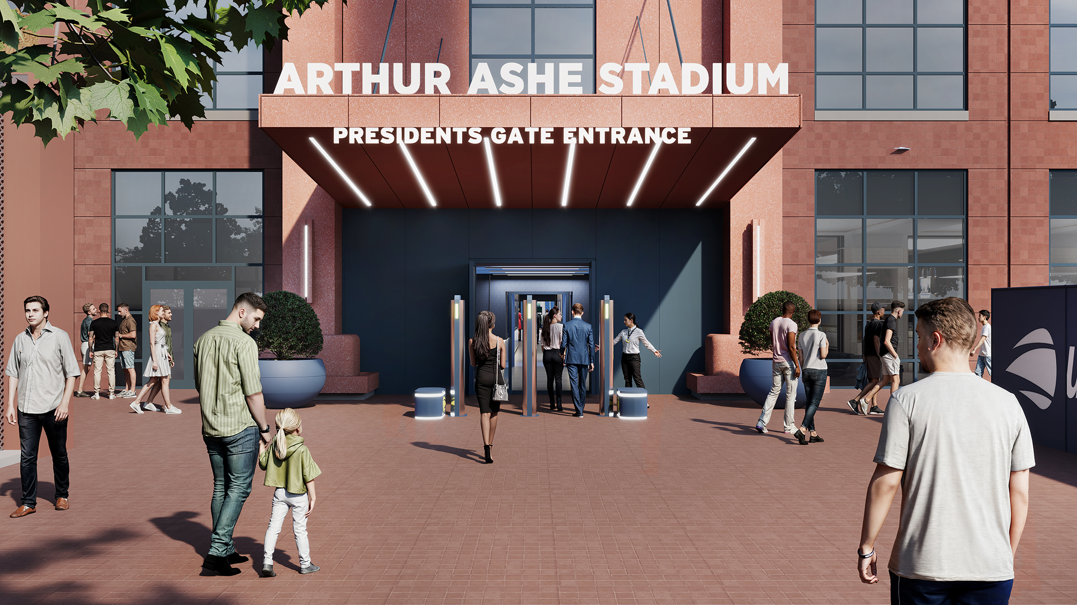 Aerial view of Arthur Ashe Stadium's exterior