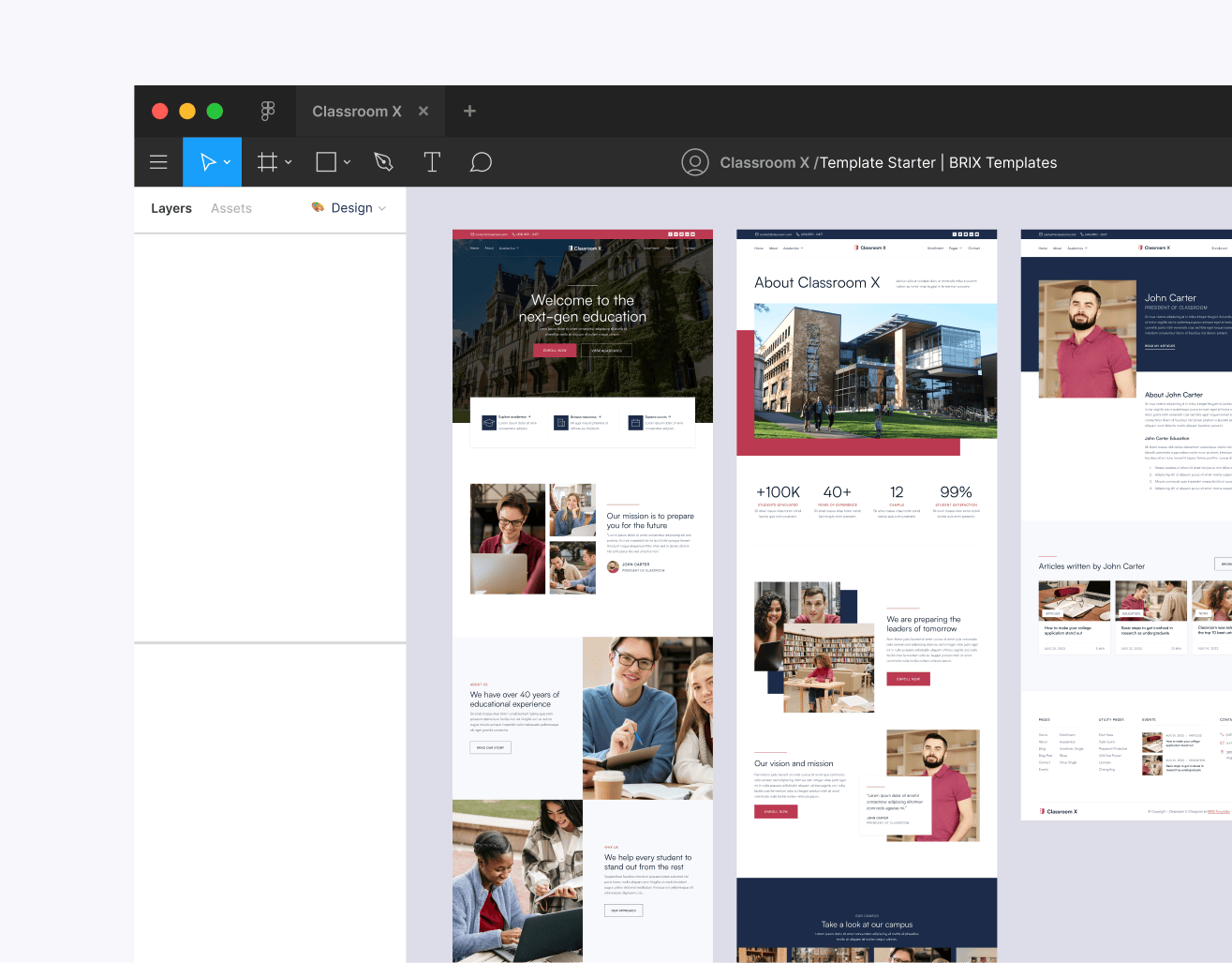 Classroom X - Figma File Included - Home Page - University Webflow Template