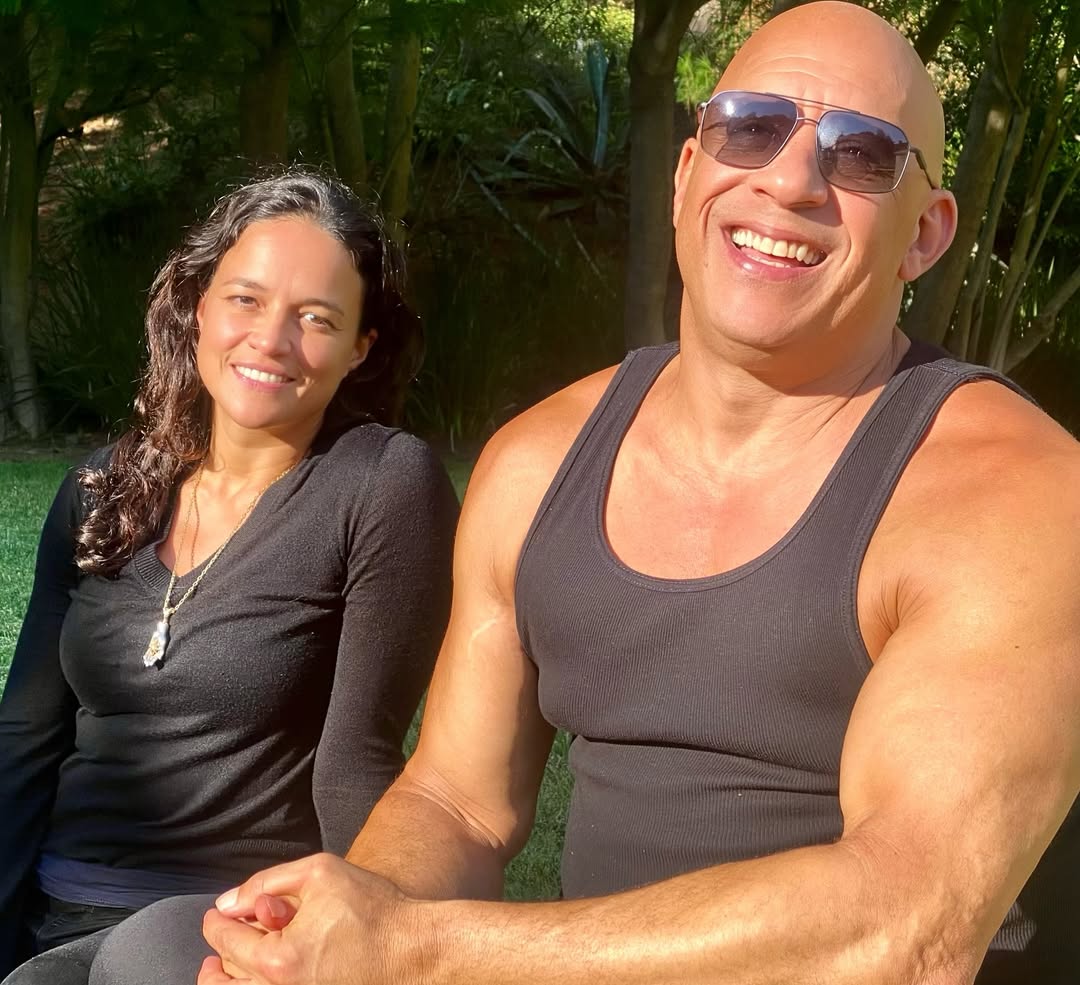 Vin Diesel y Letty en el set