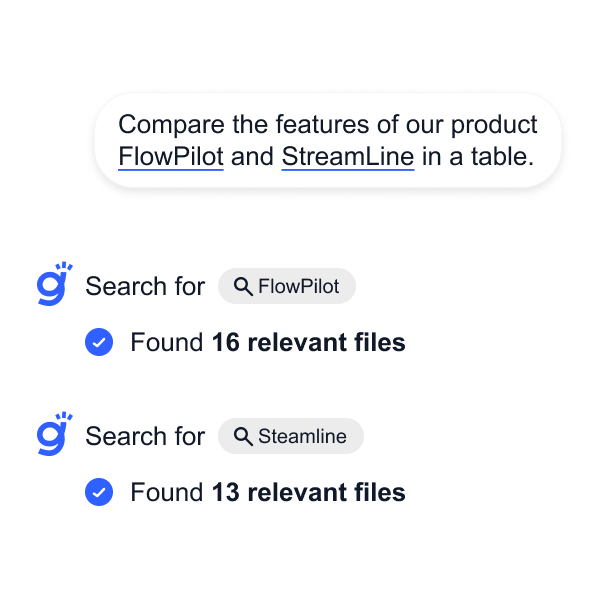 Gety performing a local search for FlowPilot and StreamLine PRD files with 16 and 13 relevant results found instantly.