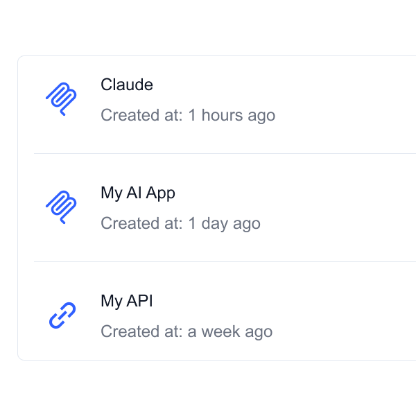 Gety interface showing connected AI tools like Claude, My AI App, and My API, demonstrating that no file prep or sync is needed before querying.
