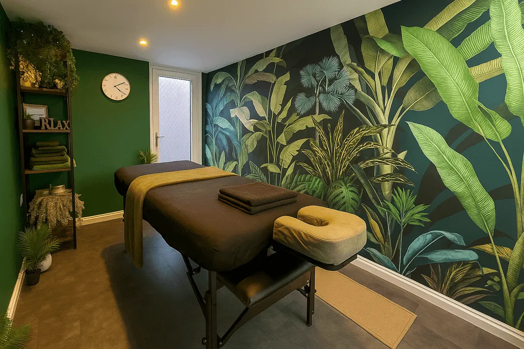 Tranquil treatment room at Zen Den Worthing — Level 5 sports and remedial massage clinic in Worthing, West Sussex