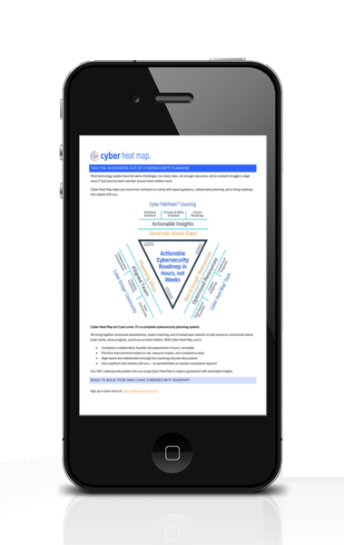Cyber risk map displayed on smartphone screen with triangular data visualization