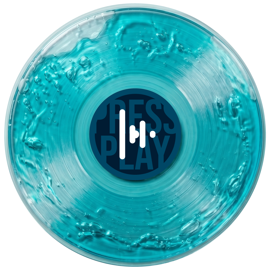 Disco de vinilo liquid filled con líquido en su interior