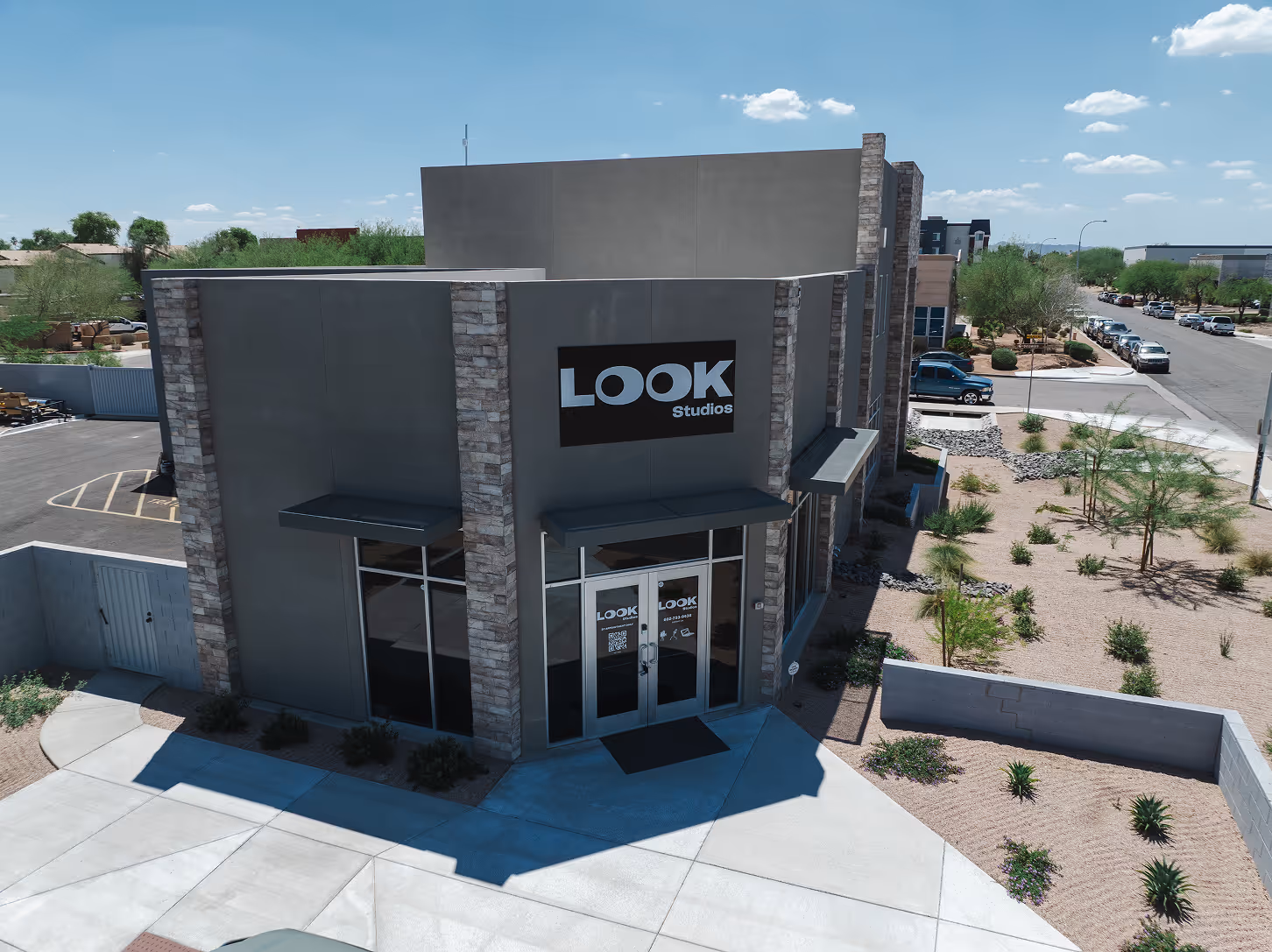 A drone view of LOOK Studios office