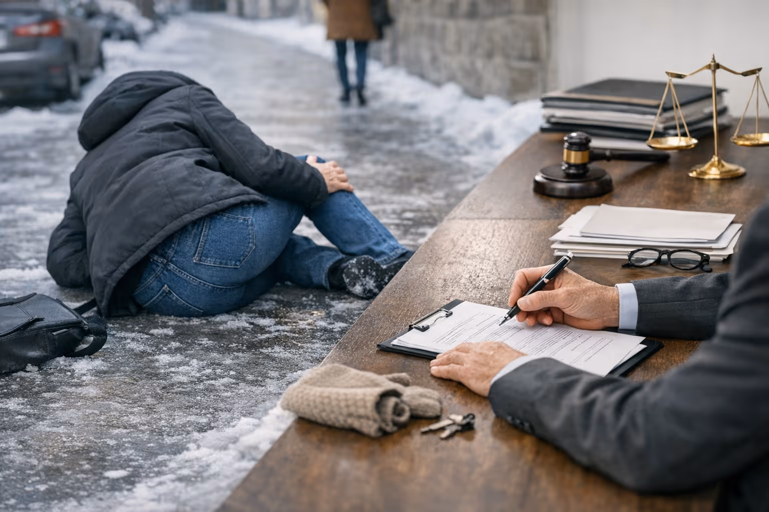 Мога ли да получа обезщетение от общината, ако падна върху заледен тротоар?