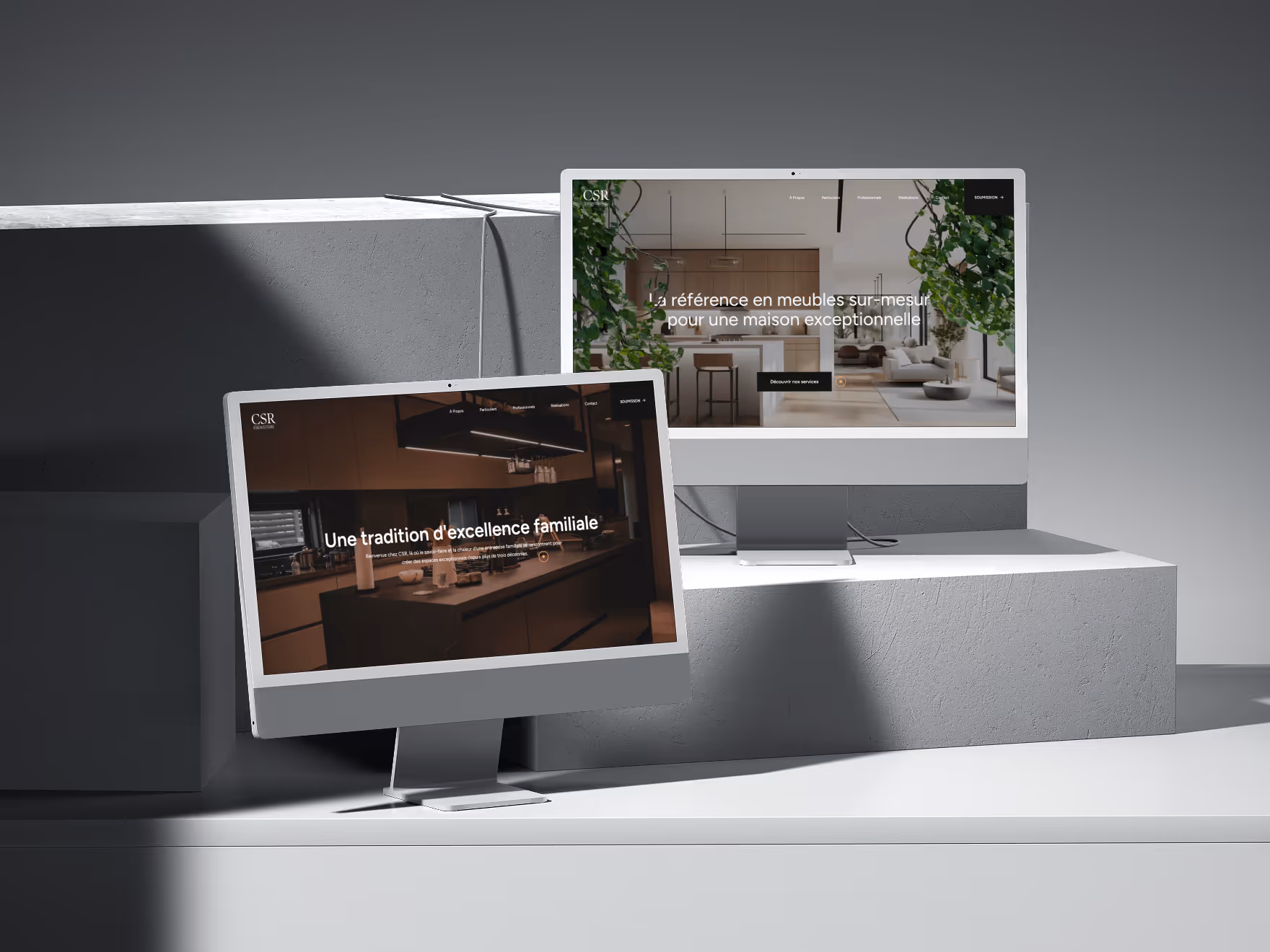 Un site immersif pensé comme un support de présentation et de conversion, valorisant l’excellence artisanale d'Ébénisterie CSR.