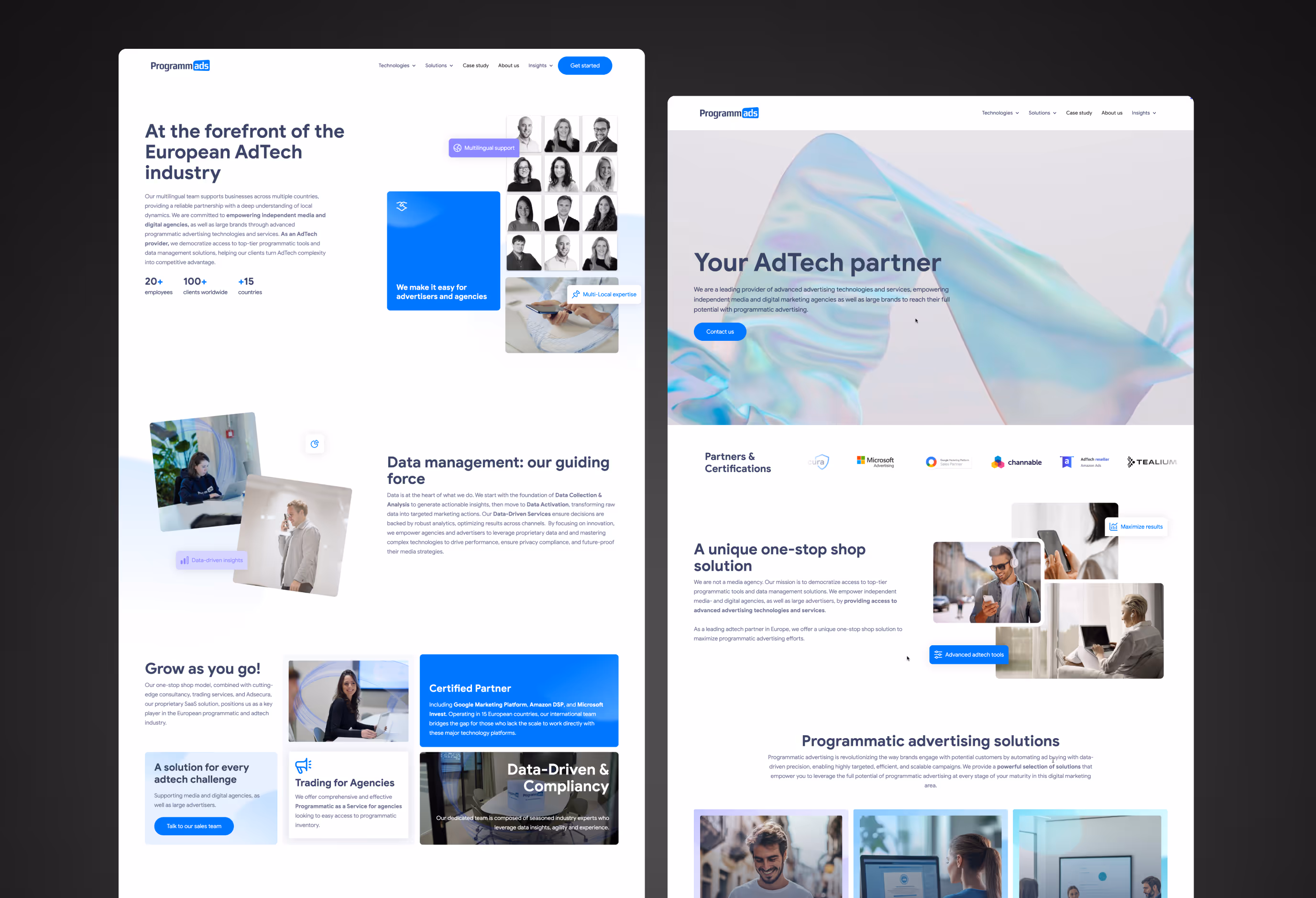 A Webflow site redesigned to align branding, offer structuring, internal organization and B2B lead generation.