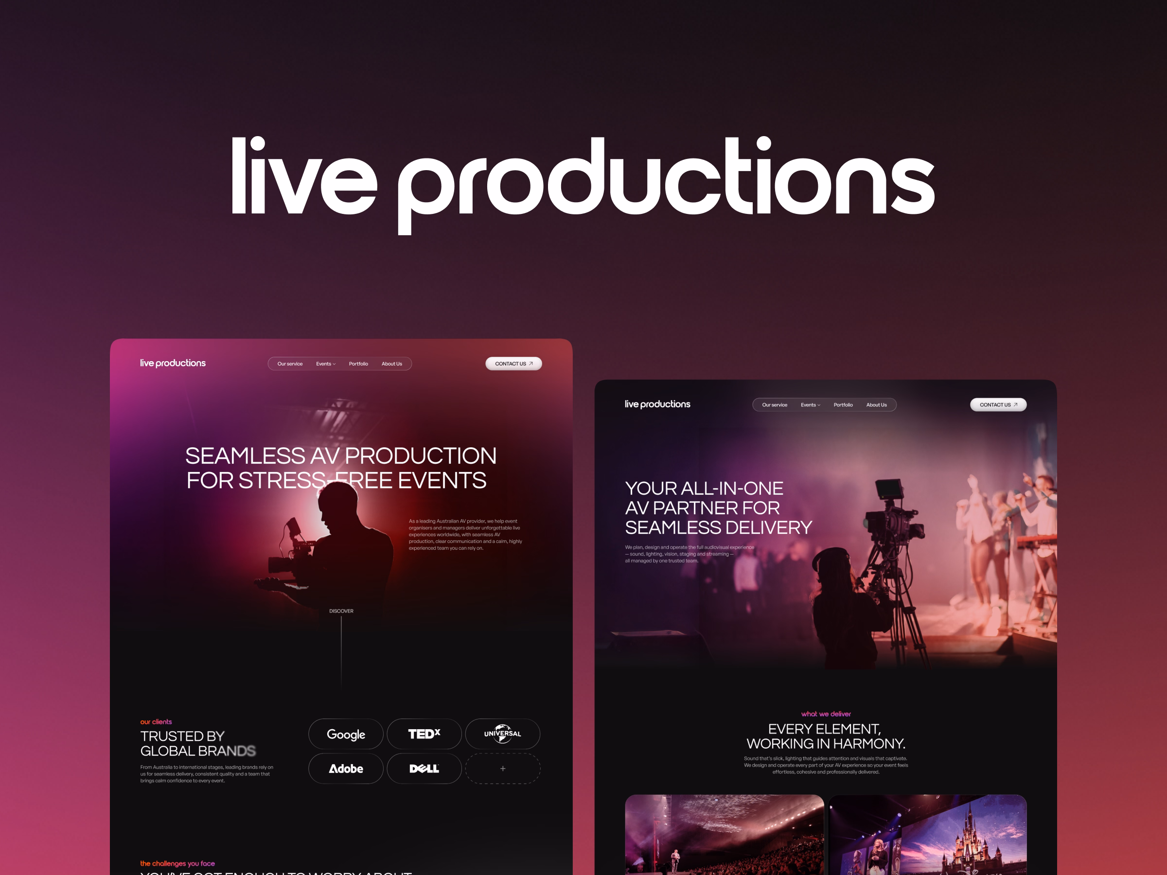 Un site Webflow conçu pour traduire le nouveau positionnement de Live Productions, inspirer confiance dès le premier contact et soutenir leur croissance sur des événements à forts enjeux.