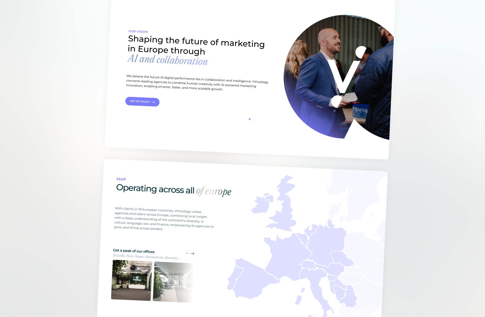 Un site Webflow conçu pour adapter la nouvelle identité de Virtuology au web, moderniser l’expérience et rendre lisible un écosystème d’agences complexe.